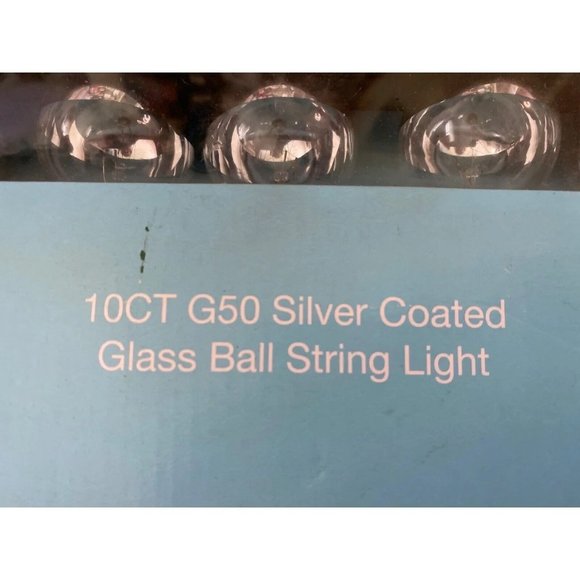 10Ct G Silver Coated Mercury Glass Type Ball String‎ Lights Indoor Outdoor New - Picture 6 of 16